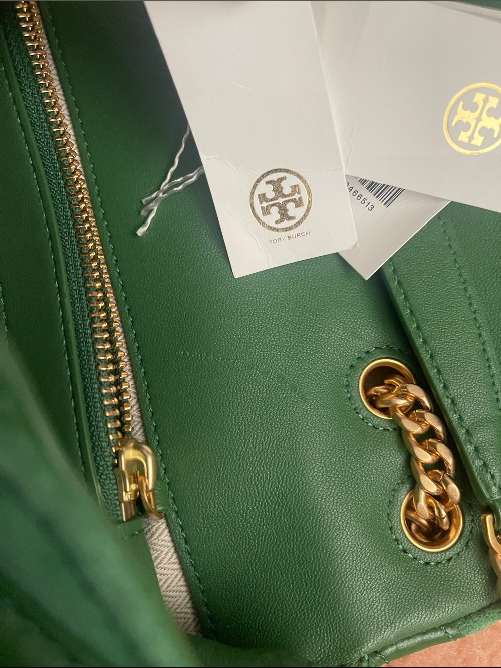 Tory Burch Green Chevron Bombé Convertible Shoulder Bag/leather and suede - Picture 16 of 17